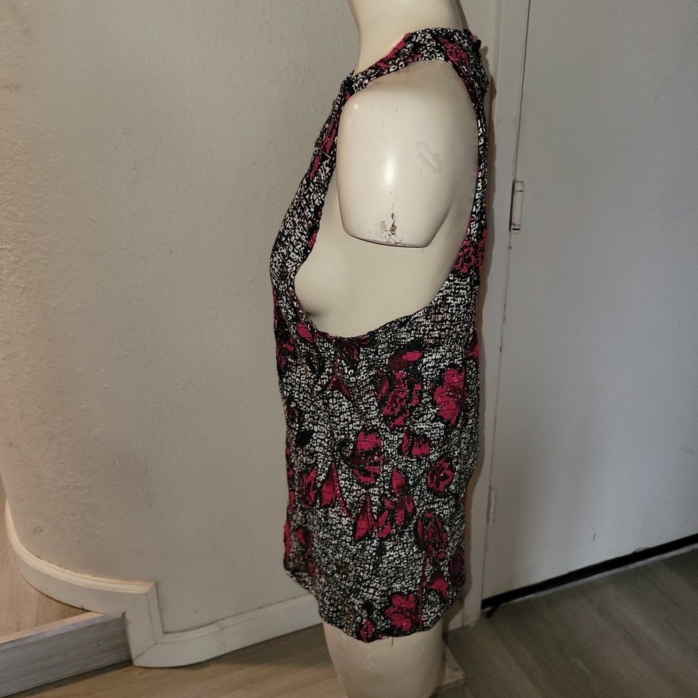 INC International Concepts Floral Print Smocked Tank Top Summer Beachy Momcore L - Picture 4 of 10
